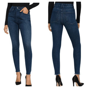 GOOD AMERICAN Good Legs Skinny Jeans Raw Hem Stretch High Rise Blue Denim 8 29